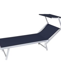 LETTINO SPIAGGIA CON PARASOLE- TELO BLU NAVY